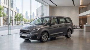 A premium MPV in a clean showroom setting.