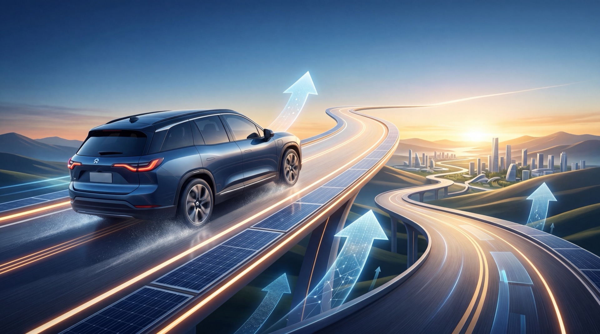 A lineup of premium electric SUVs displayed in a modern showroom.