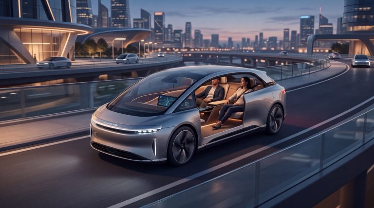 Lucid unveils Lunar, a steering-wheel-free robotaxi concept