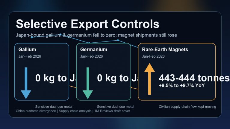 China’s Gallium and Germanium Exports to Japan Fall to Zero While Rare-Earth Magnet Shipments Rise