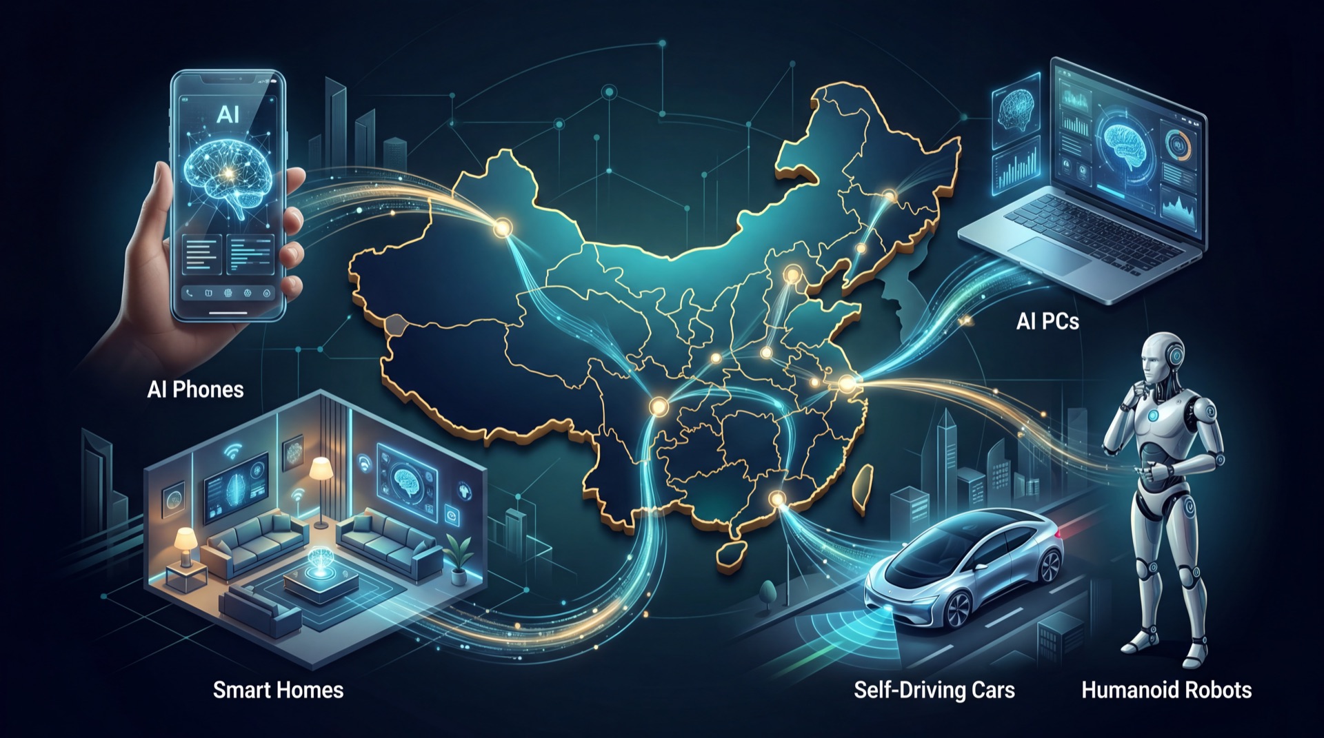 China Maps 2026 AI Push for Phones, PCs, Robots